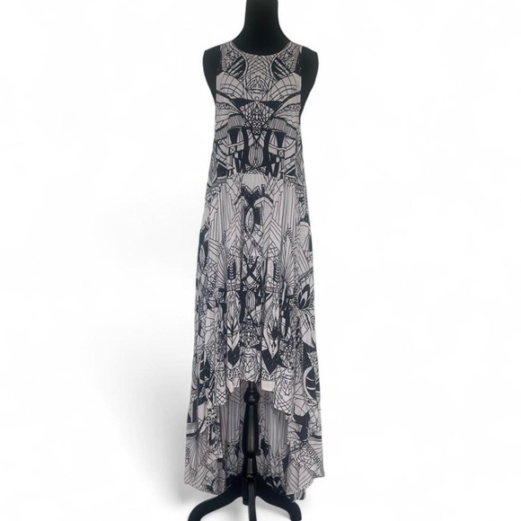 Free People Black and Ivory High-Low Maxi Dress with pockets - Picture 2 of 5